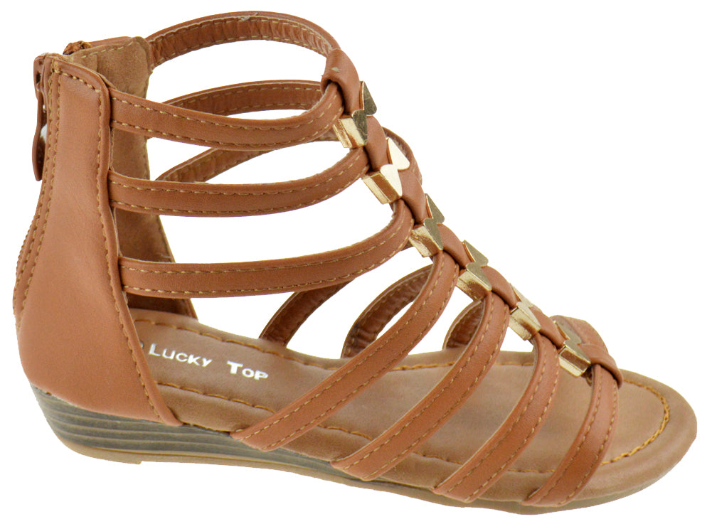 Avery-1K Girl&#39;s Gladiator Wedge Sandals