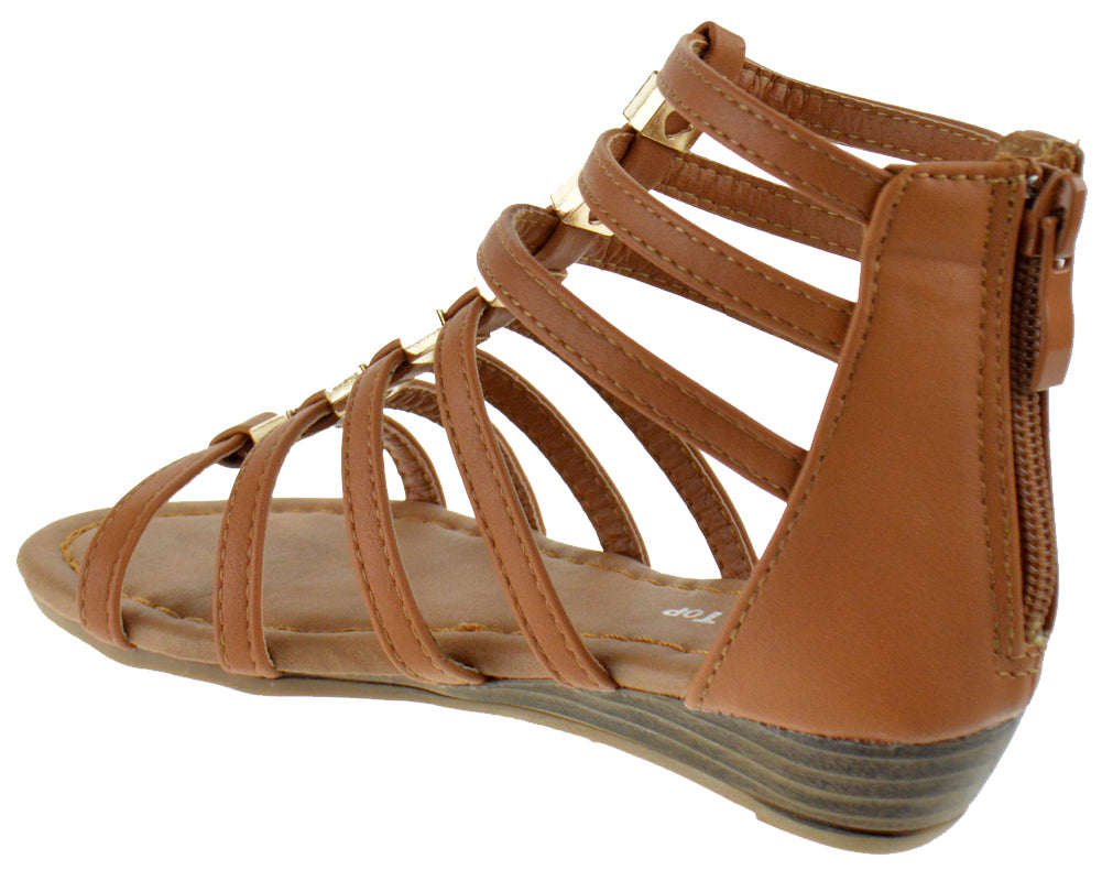 Women's Lace Up Gladiator Caged Wedge Sandals Casper-01