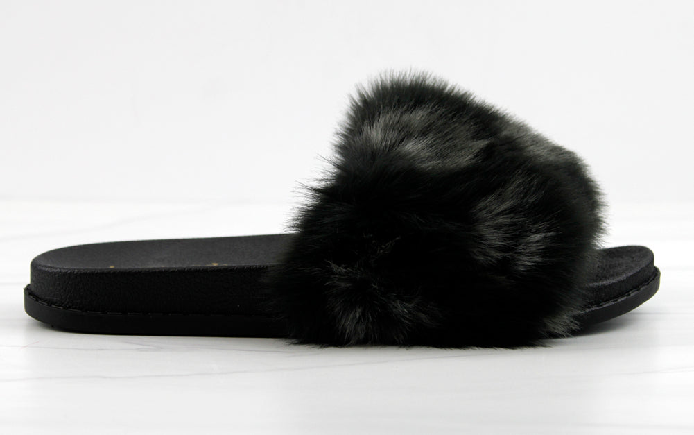 Base Designer Fur Strapped Slides