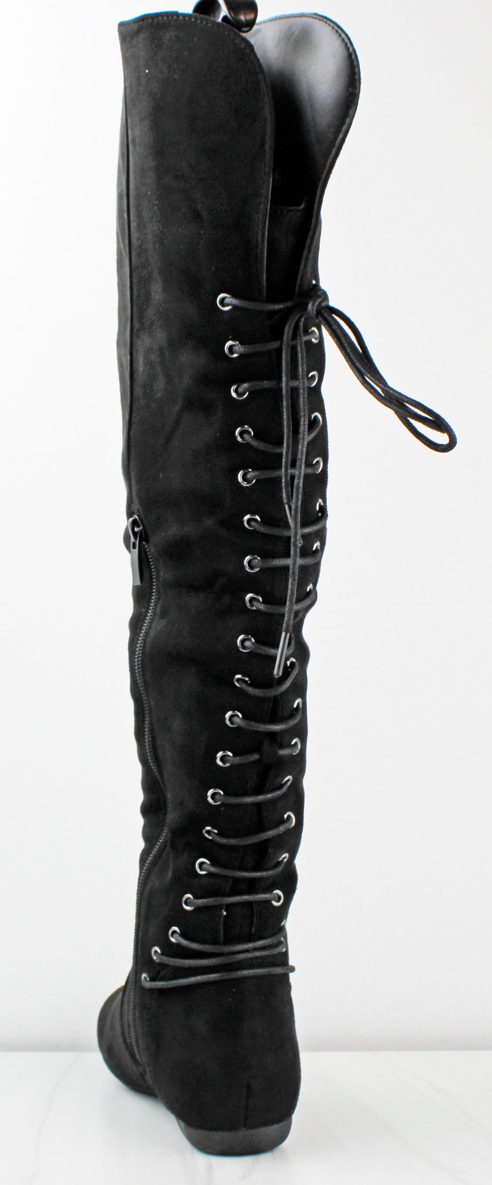 Bank 99 Women&#39;s Knee High Lace Up Suede Boots