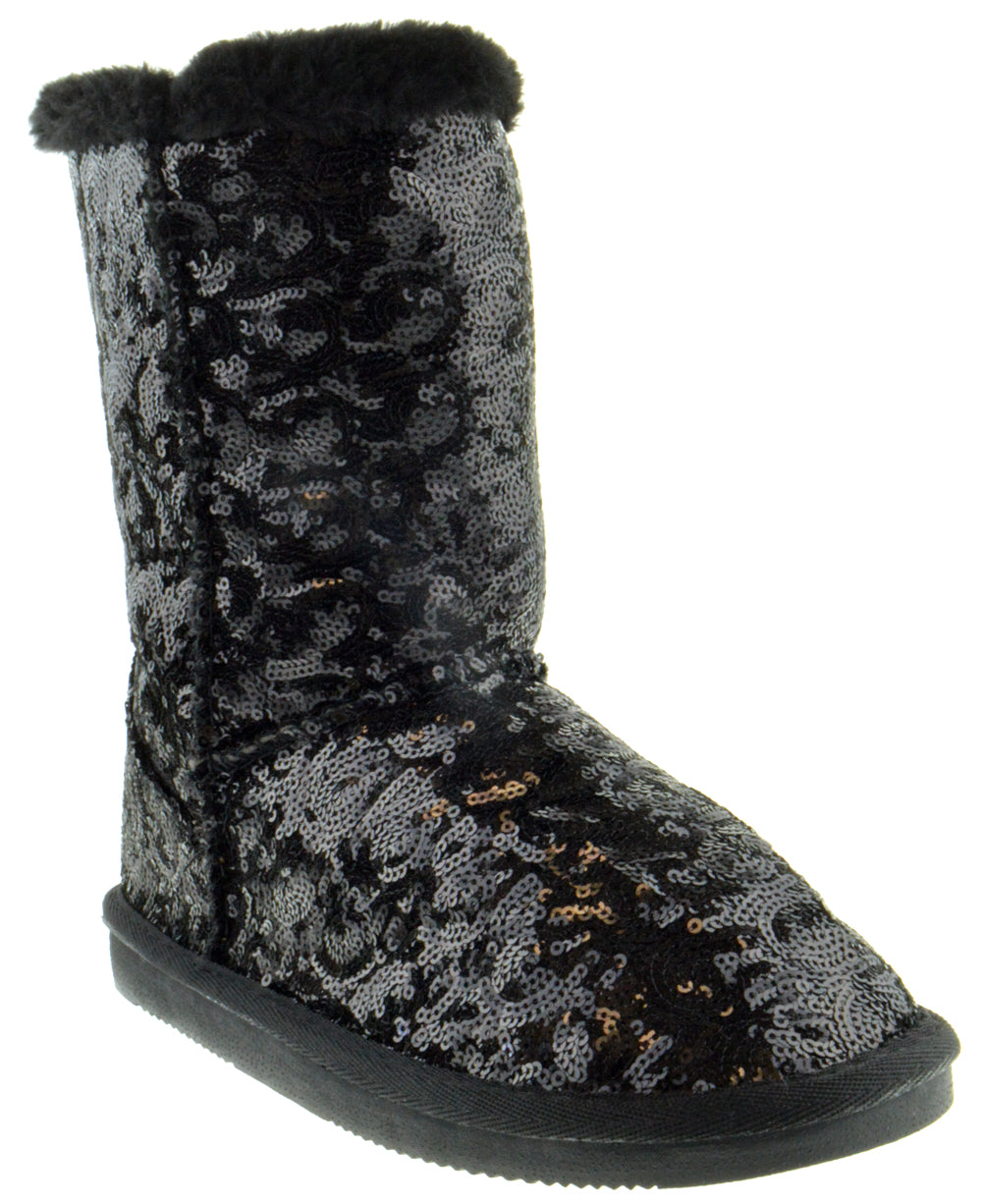 Bling K Little Girls Sequin Slip On Boots