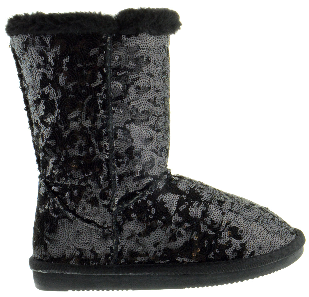 Bling K Little Girls Sequin Slip On Boots