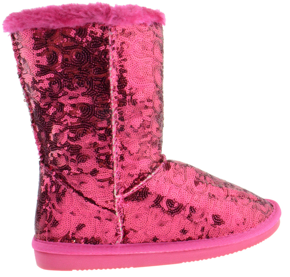 Bling K Little Girls Sequin Slip On Boots