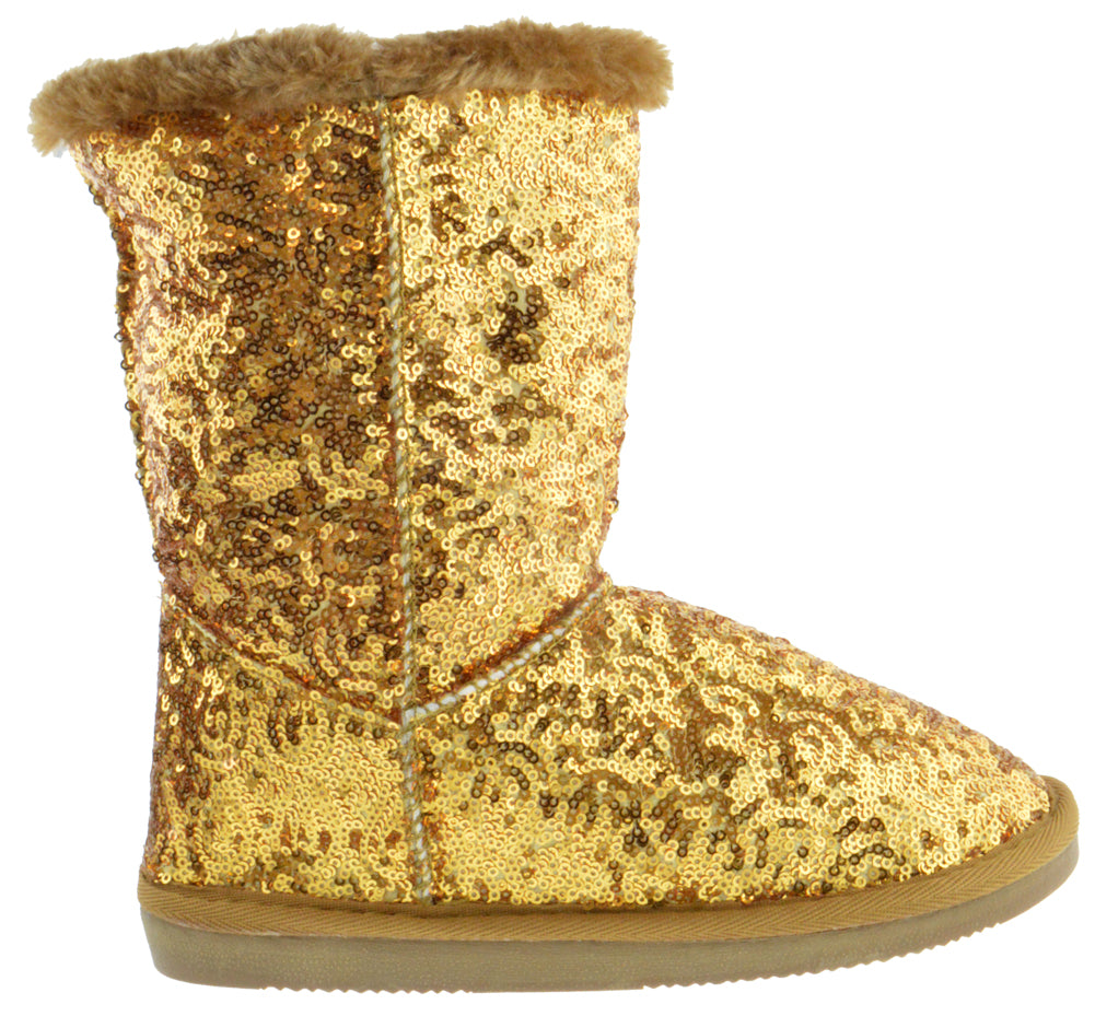 Bling K Little Girls Sequin Slip On Boots