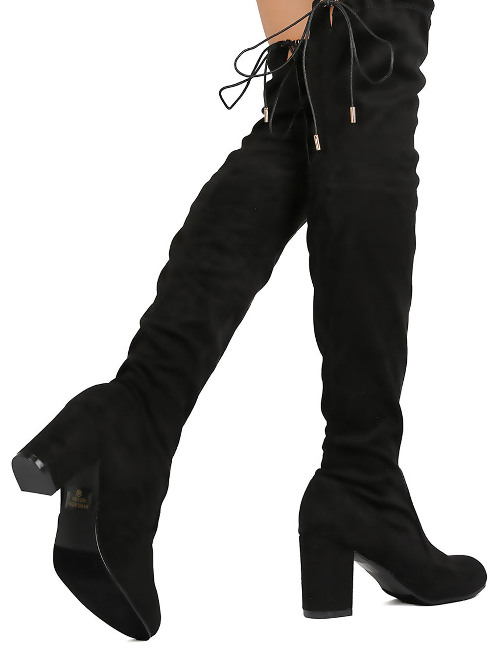 Bonita-02 OK Women&#39;s Drawstring Over The Knee Round Toe Boots