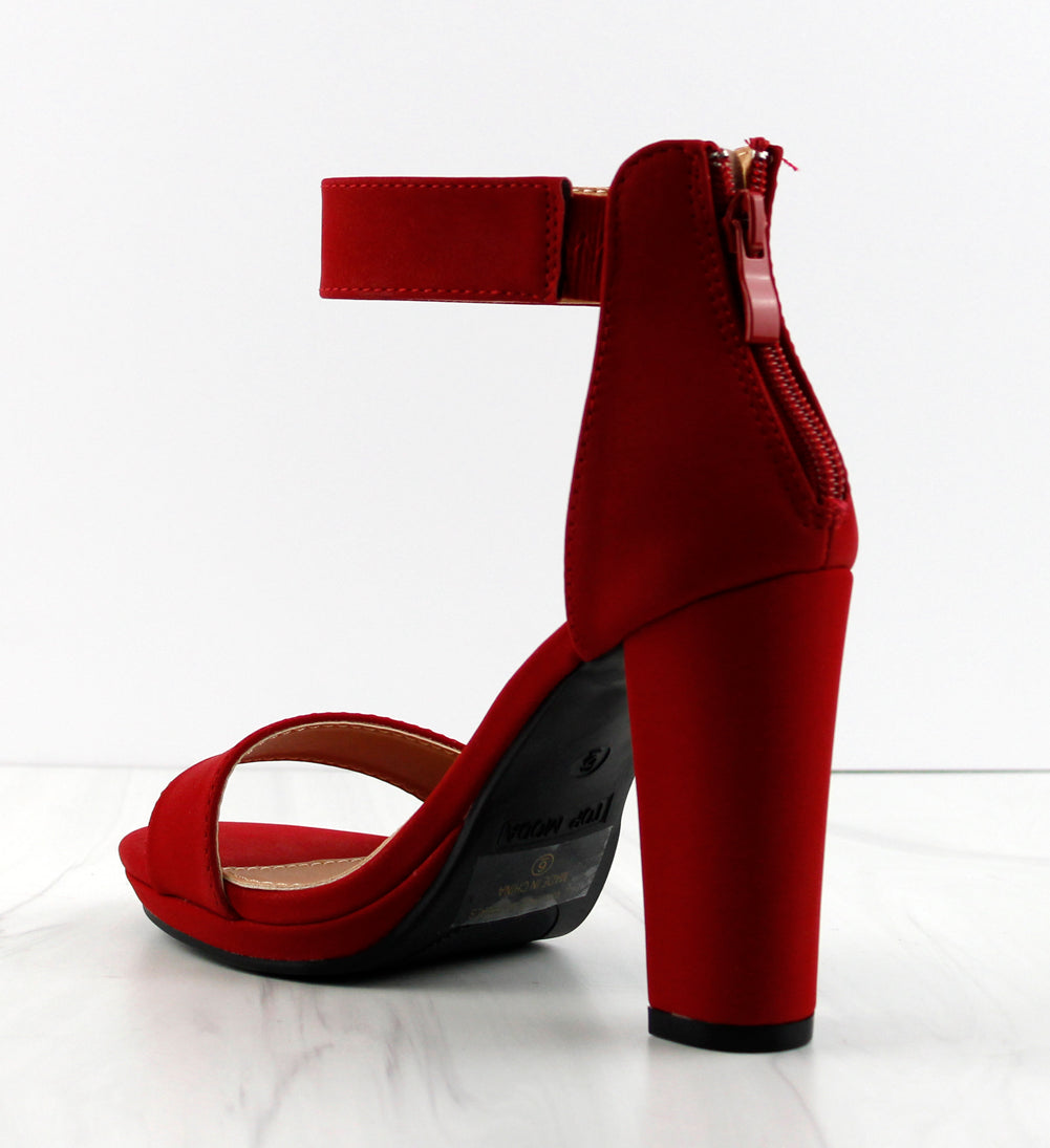 Red Block Heels For Women – Marc Loire