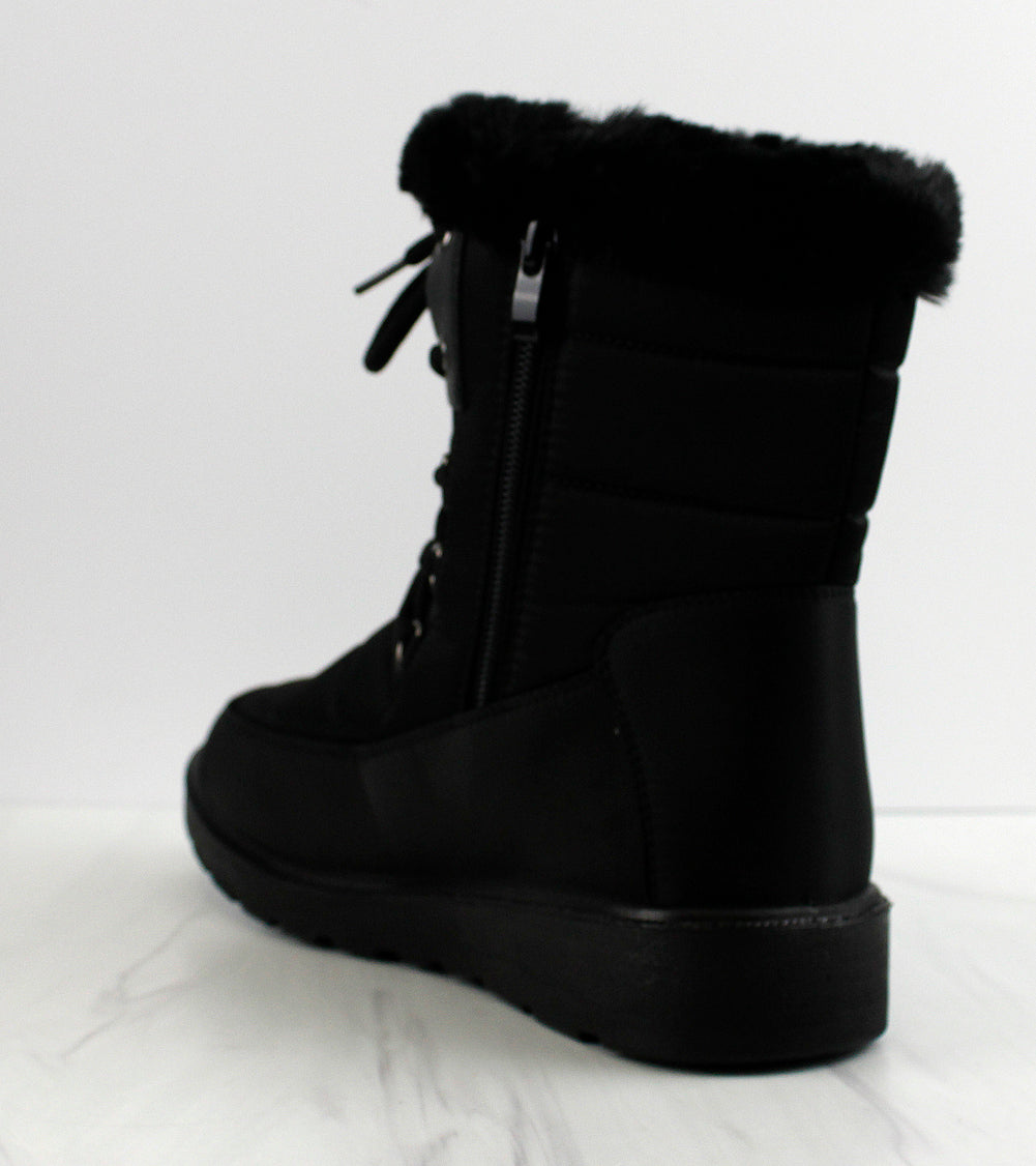 Coleen 8 Womens Insulated Fur Lined Lace Up Rain/Snow Boots