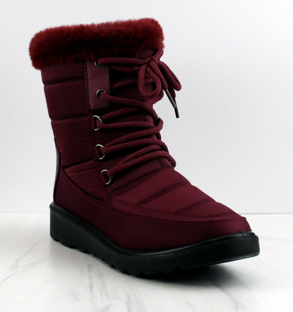 Coleen 8 Womens Insulated Fur Lined Lace Up Rain/Snow Boots