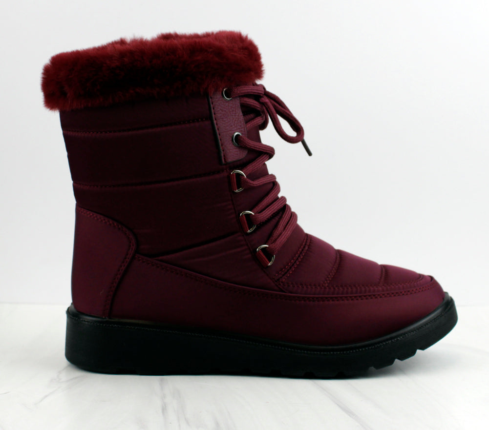 Coleen 8 Womens Insulated Fur Lined Lace Up Rain/Snow Boots