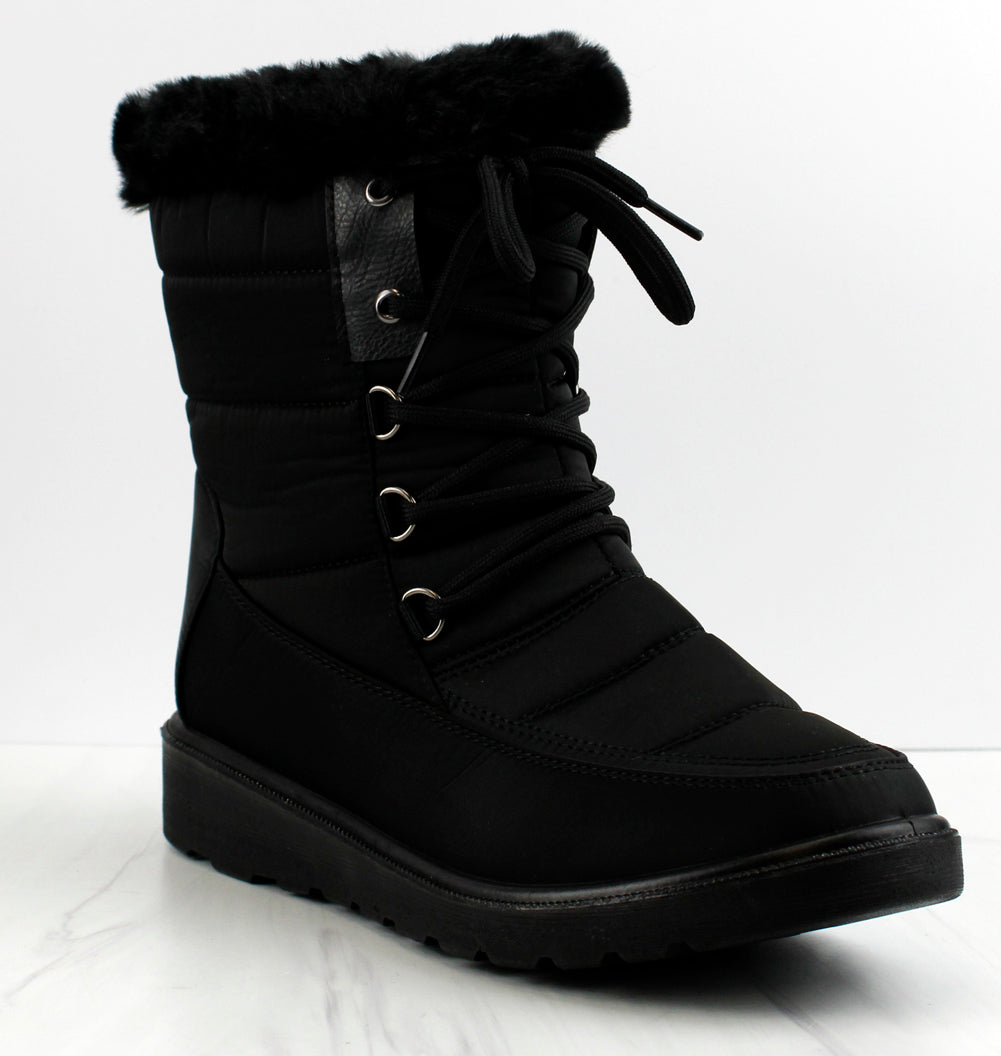 Womens fur lined lace up outlet boots