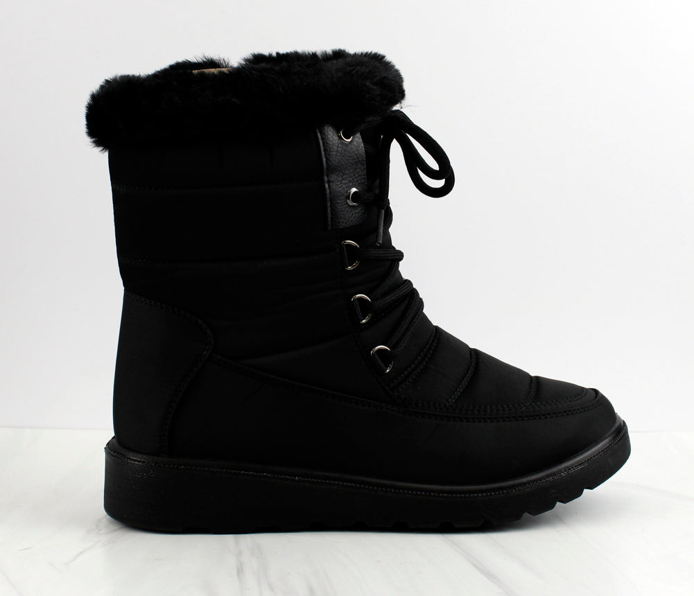 Coleen 8 Womens Insulated Fur Lined Lace Up Rain/Snow Boots