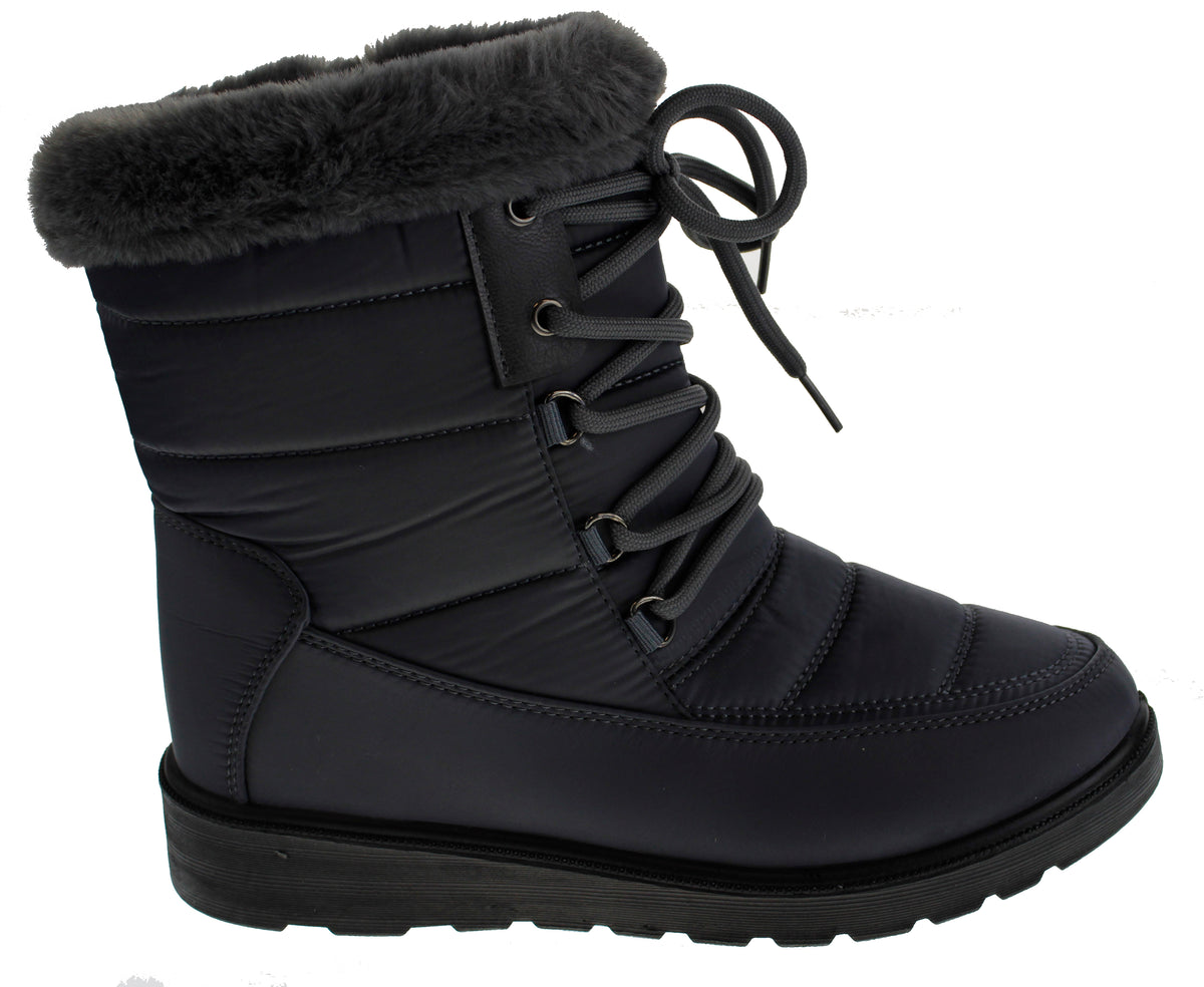 Coleen 8 Womens Insulated Fur Lined Lace Up Rain/Snow Boots