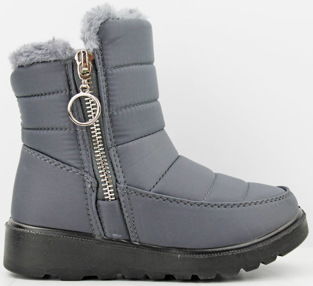 Coleen 99K Little Girl&#39;s Insulated Fur Lined Zip Up Rain/Snow Boots
