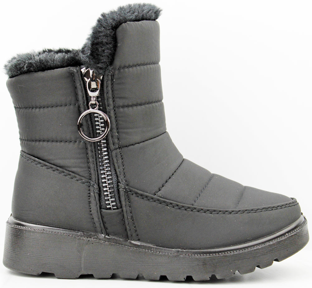 Coleen 99K Little Girl&#39;s Insulated Fur Lined Zip Up Rain/Snow Boots