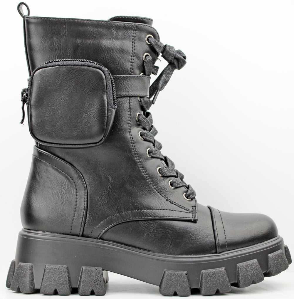 Compact 02 Women&#39;s Pocket Combat Ankle Boots