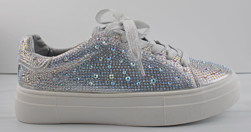 Silver Rhinestone Sparkle Sneakers 6