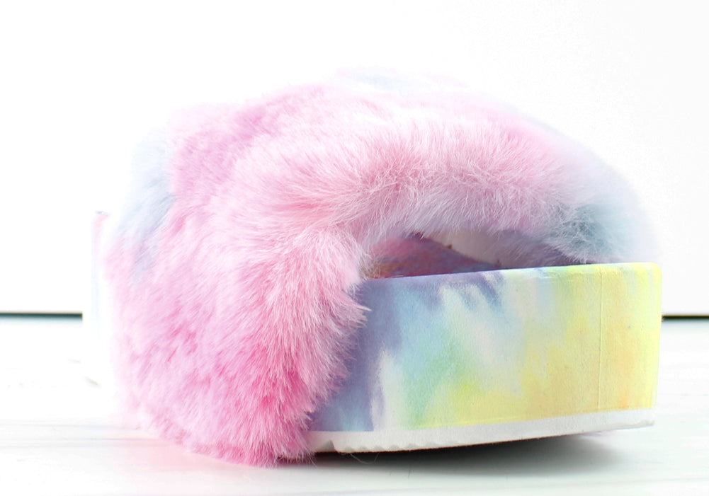 Donut-30 Womens Comfort Platform Faux Fur Slides