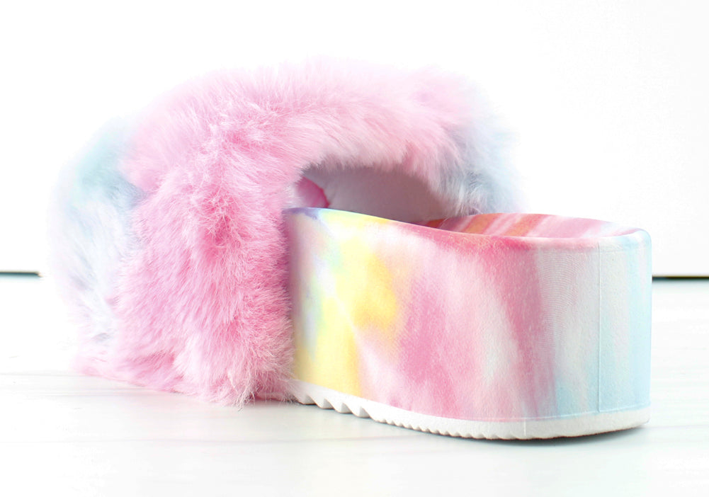 Donut-30 Womens Comfort Platform Faux Fur Slides