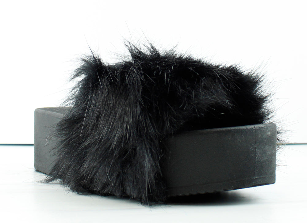 Donut-30 Womens Comfort Platform Faux Fur Slides