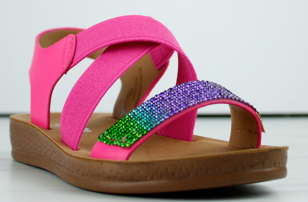 OLIVIA MILLER Double Buckle Girls Rhinestone Sandals - PINK | Tillys