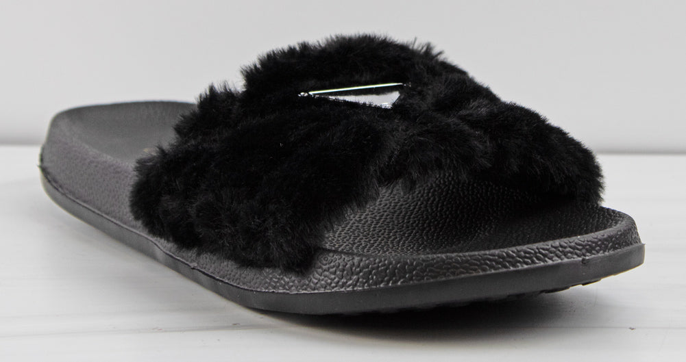 Essential Women&#39;s Cross Band Fluffy Slip On Comfort Slippers