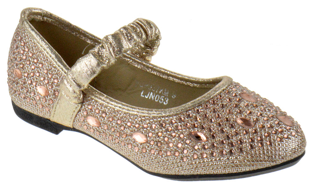 Fu 037 km  Little Girl&#39;s Rhinestone Ballet  Glitter Flats