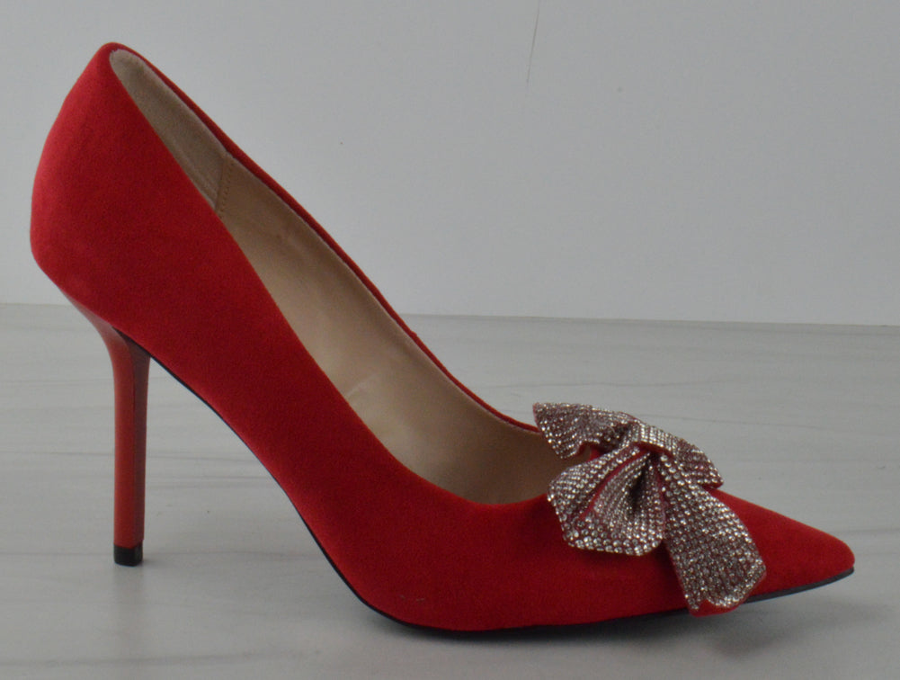 Roxanne Rhinestone Bow Heels (Red) – Cleo Centric
