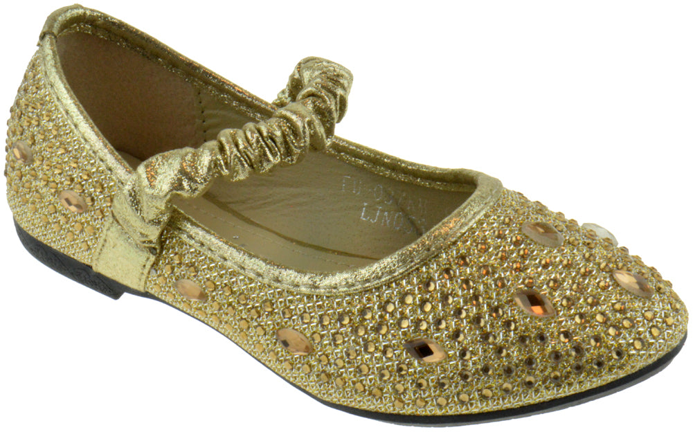 Fu 037 km  Little Girl&#39;s Rhinestone Ballet  Glitter Flats