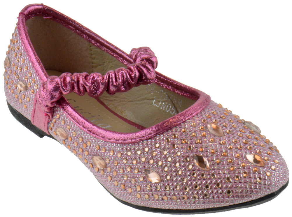 Fu 037 km  Little Girl&#39;s Rhinestone Ballet  Glitter Flats