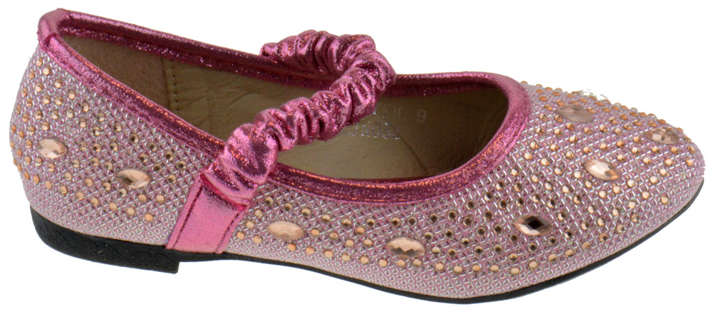 Fu 037 km  Little Girl&#39;s Rhinestone Ballet  Glitter Flats