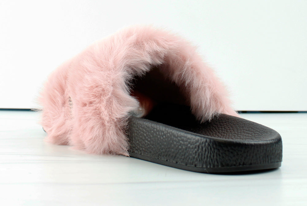 Furry 601 Womens Faux Fur Rhinestone Slides SHOE BARGAIN