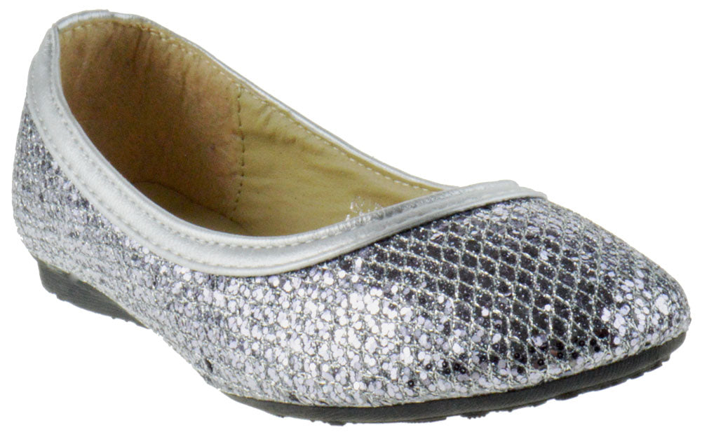 Glitter 02K Little Girl&#39;s Glittery Ballet Flat