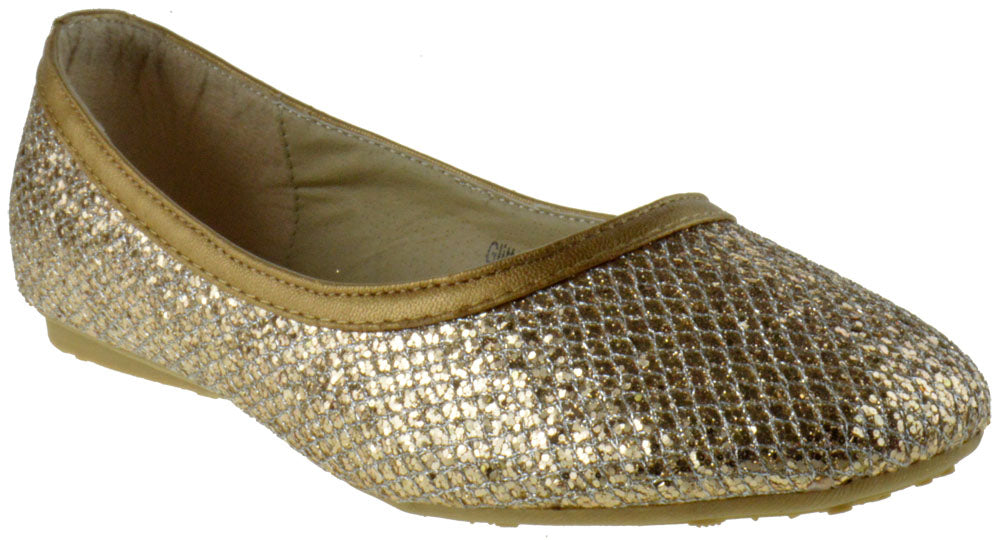 Glitter 02K Little Girl&#39;s Glittery Ballet Flat