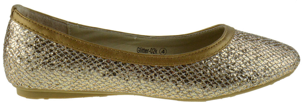 Glitter 02K Little Girl&#39;s Glittery Ballet Flat