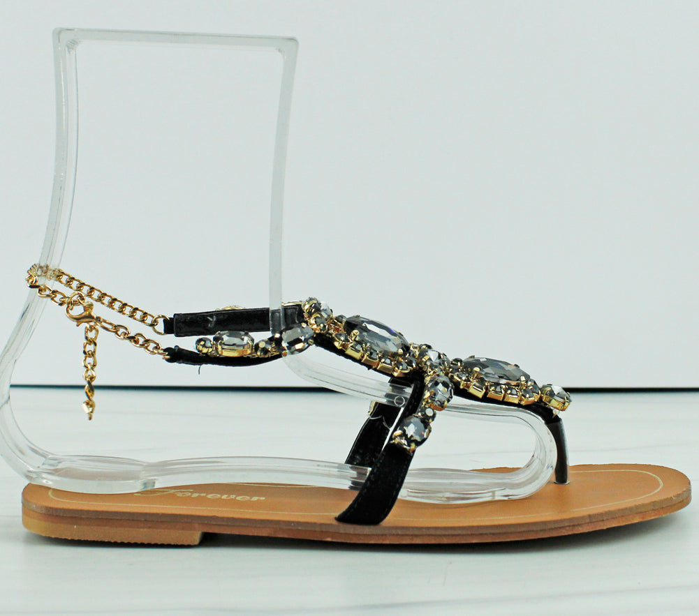 Gold Jeweled Flat Sandals | ShopStyle