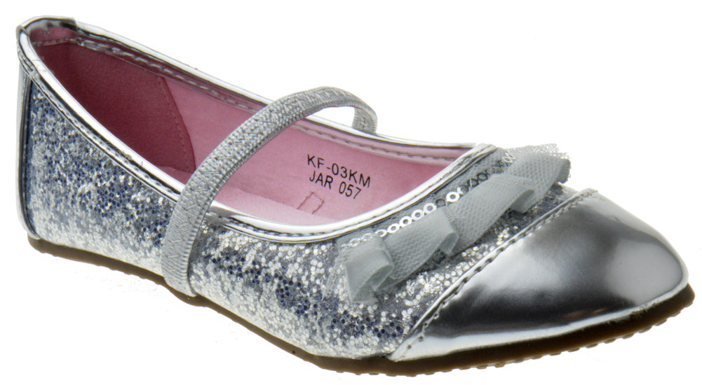 KF 03KM Girls Glitter Lace Embellished Ballet Flat