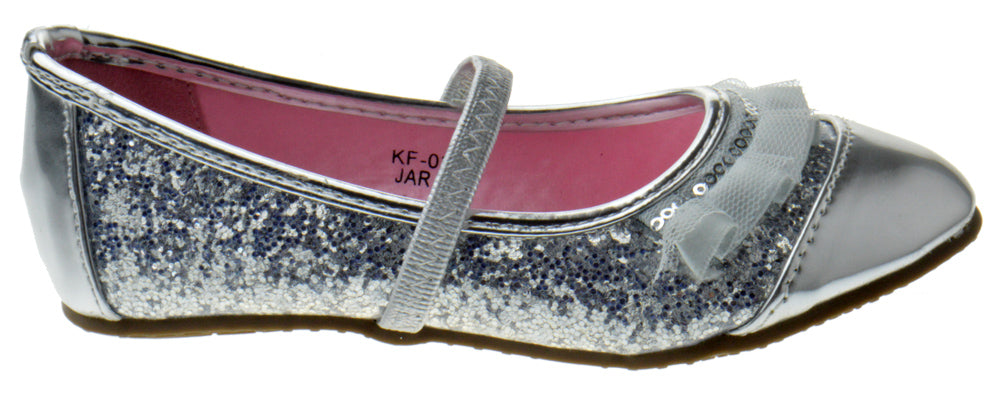 KF 03KM Girls Glitter Lace Embellished Ballet Flat