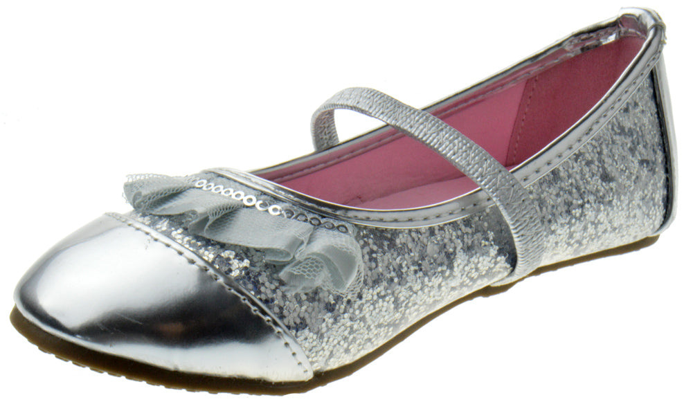 KF 03KM Girls Glitter Lace Embellished Ballet Flat