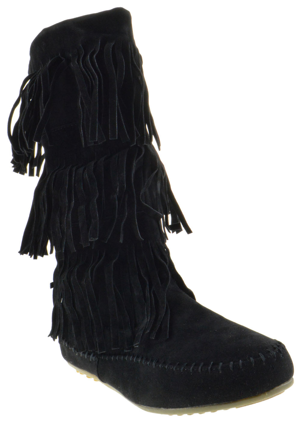 L 3228-1 Women&#39;s Layered Fringe Moccasin Boots