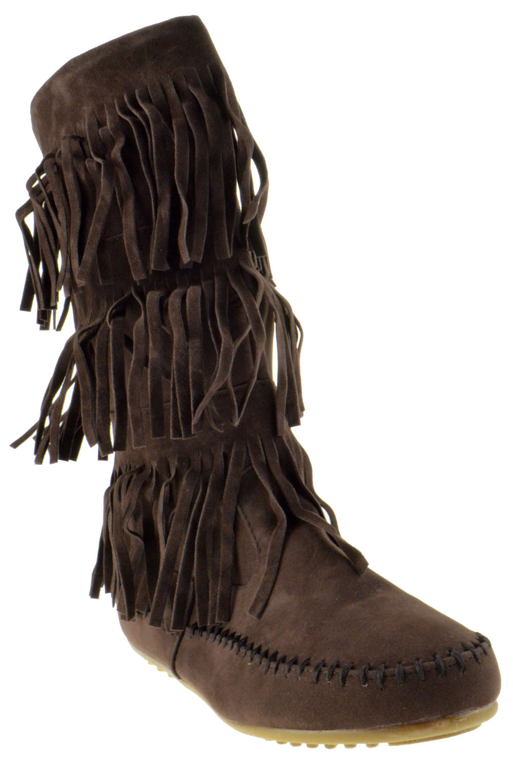 L 3228-1 Women&#39;s Layered Fringe Moccasin Boots