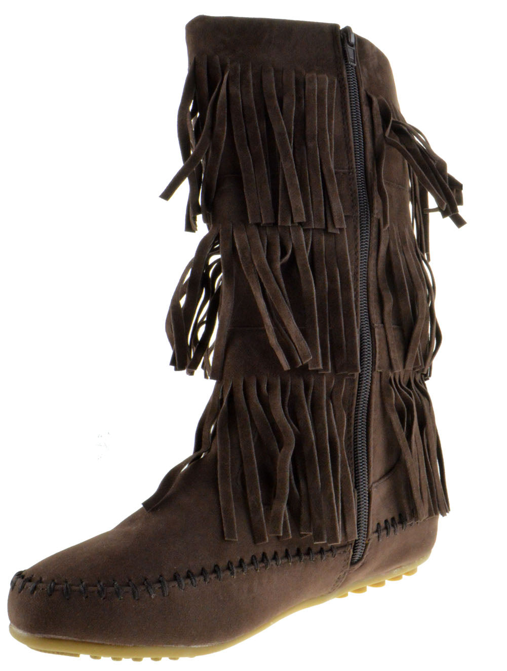 L 3228-1 Women&#39;s Layered Fringe Moccasin Boots