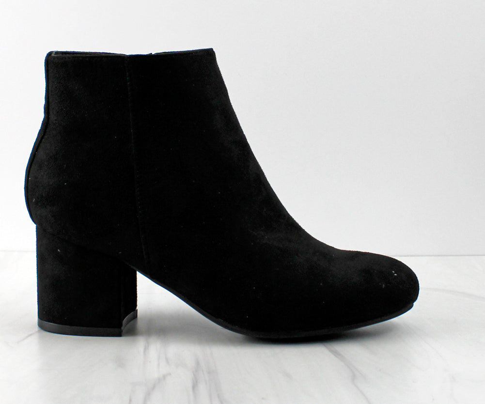 Ladd 1 Womens Faux Suede Chunky Heeled Zip Up Ankle Booties