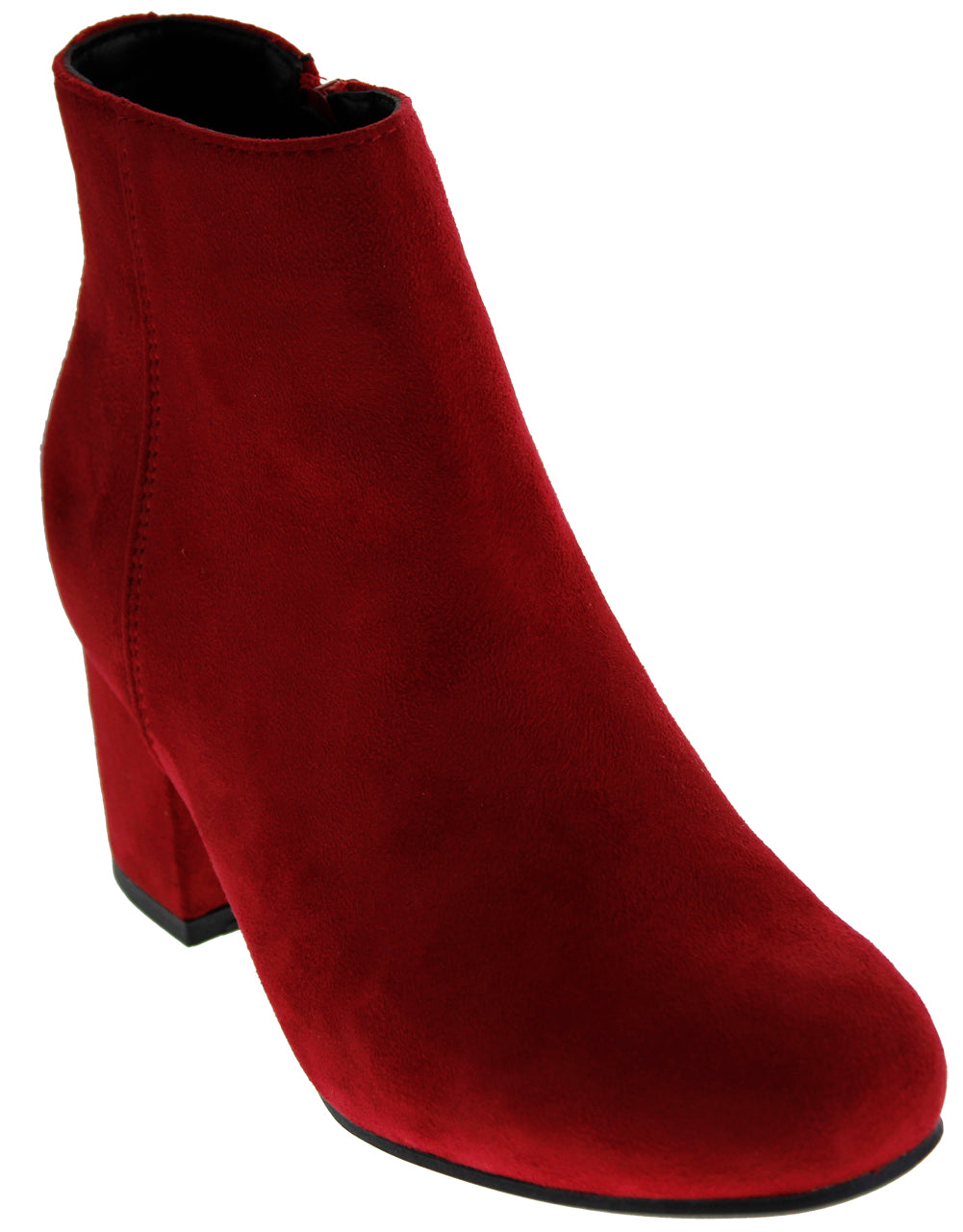 Ladd 1 Womens Faux Suede Chunky Heeled Zip Up Ankle Booties