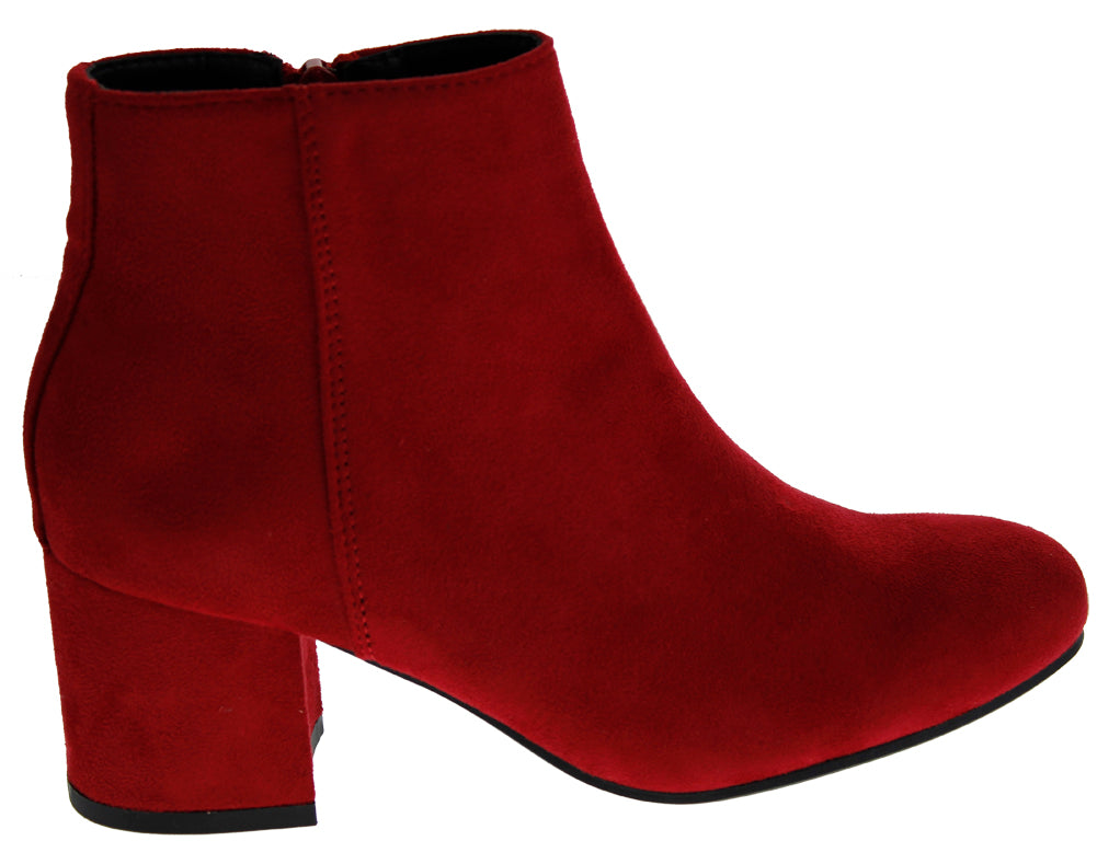 Ladd 1 Womens Faux Suede Chunky Heeled Zip Up Ankle Booties