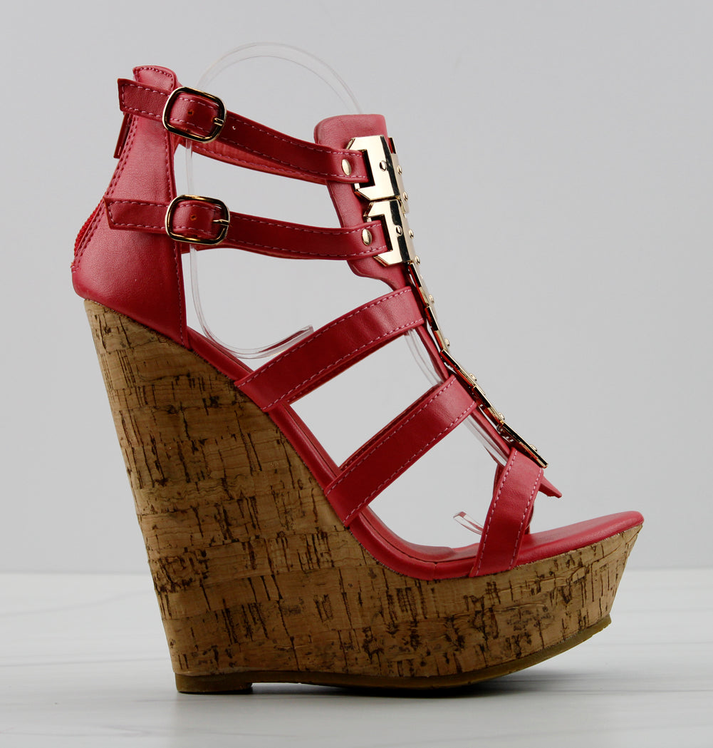 Bogota 04 Women&#39;s Metallic Embellished Platform Wedges