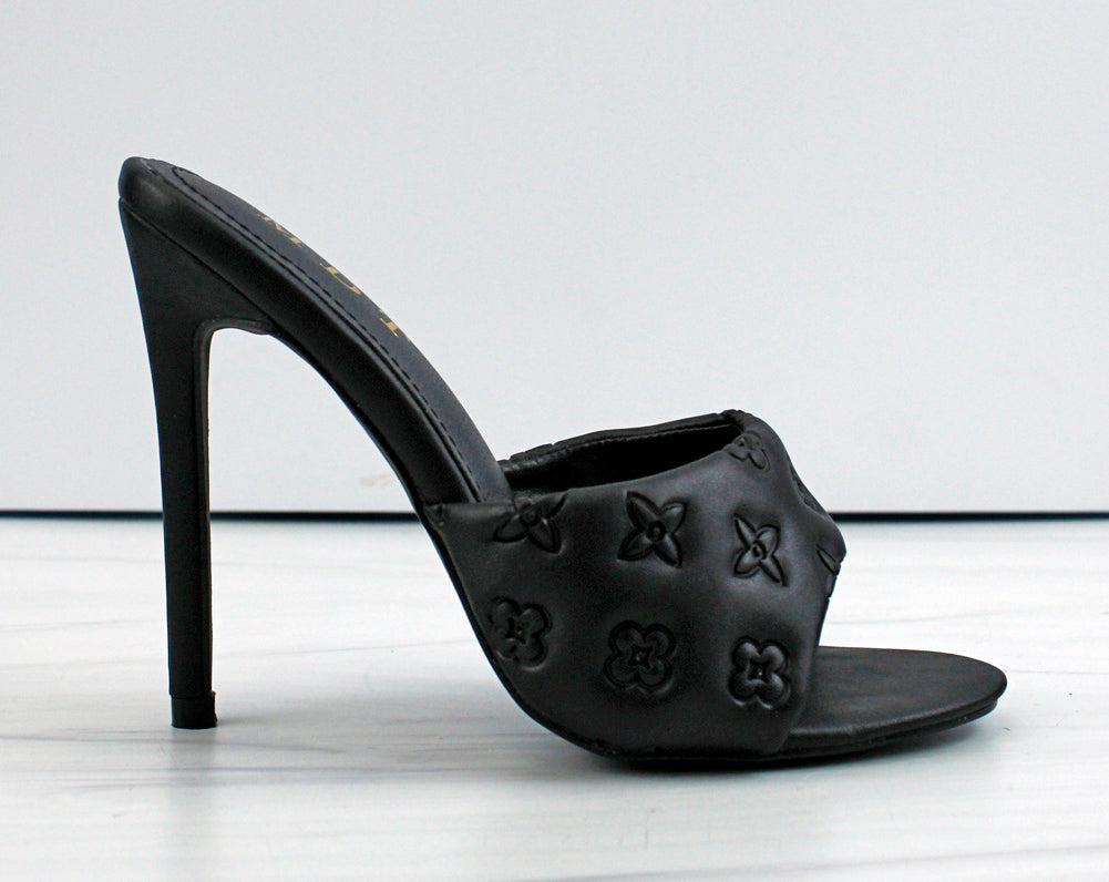 Black 2024 backless heels