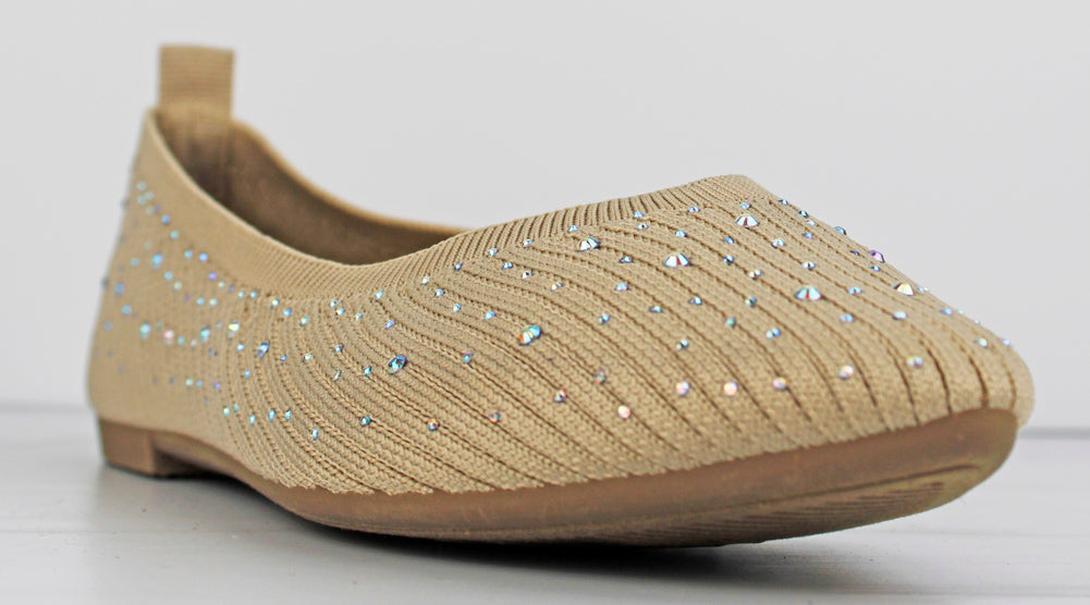 Maiden 08 Women&#39;s Memory Foam Rhinestone Comfort Flats