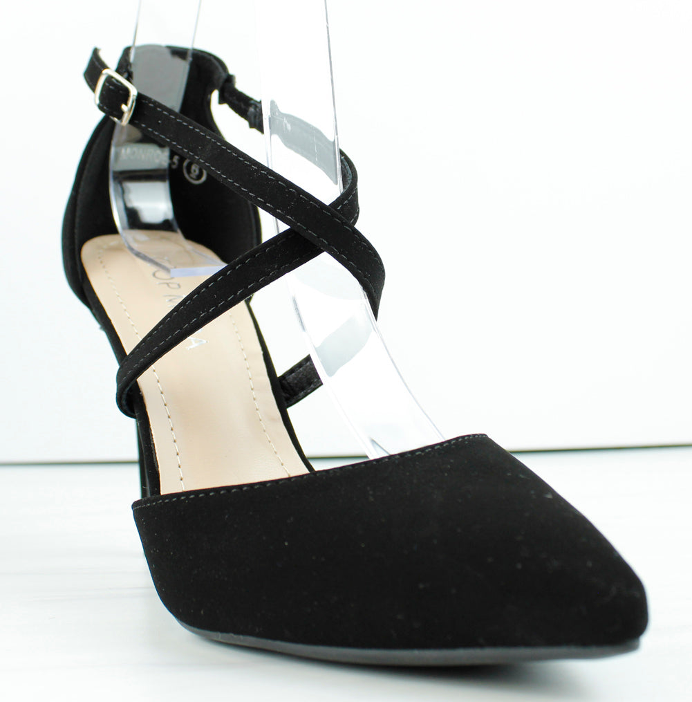 Black strappy closed toe heels online