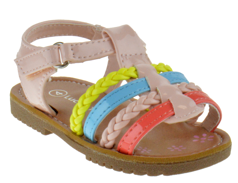 NY 36A Baby Girl&#39;s Strappy Braided Multi Color Gladiator Sandals