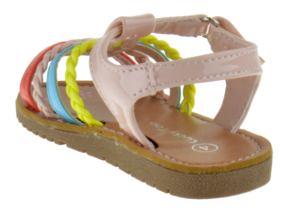 NY 36A Baby Girl&#39;s Strappy Braided Multi Color Gladiator Sandals